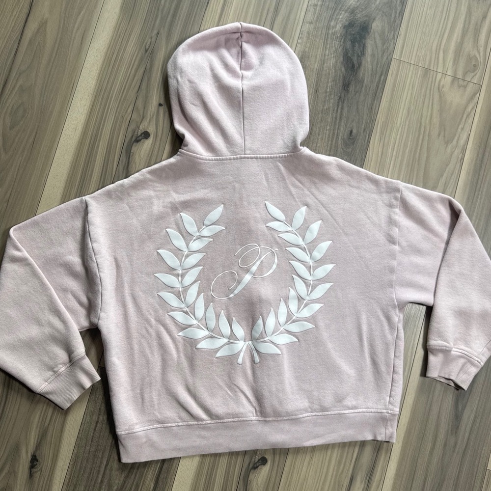 Pink Victoria's Secret Full Zip Hoodie Laurel Wreath Logo Sweatshirt Medium